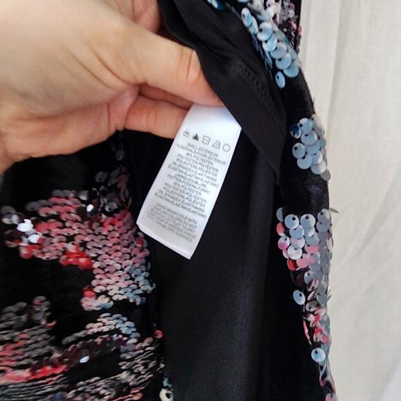 DRESS the POPULATION Women's S Allison Black Velvet Dress Sequins Midi NWT - Picture 9 of 11